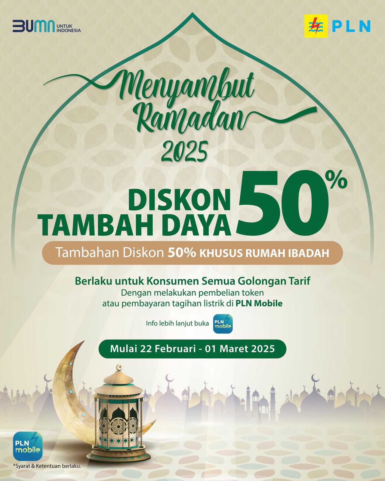Promo Ramadan dari PLN, Diskon Tambah Daya 50% + 50%, Begini Penjelasannya